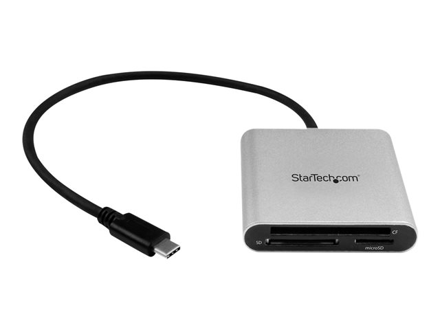 StarTech.com USB 3.0 Flash Memory Multi-Card Reader/Writer with USB-C - SD microSD and CompactFlash Card Reader w/ Integrated USB-C Cable (FCREADU3C) - Card reader (CF I, CF II, MMC, SD, microSD, SDHC, microSDHC, SDXC, microSDXC) - USB 3.0