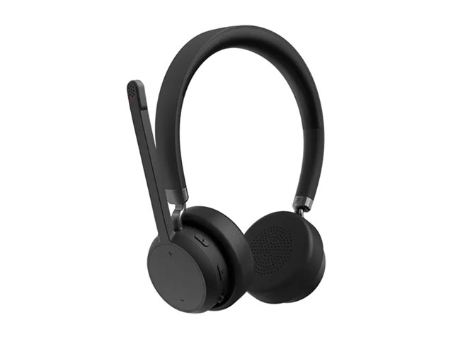 Lenovo - Headphones with mic - on-ear - wireless - black