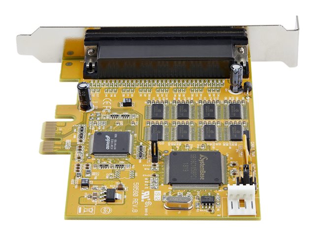 StarTech.com 8-Port PCI Express RS232 Serial Adapter Card, PCIe RS232 Serial Card, 16C1050 UART, Multiport Serial DB9 Controller/Expansion Card, 15kV ESD Protection, Windows & Linux - Up to 921.6 Kbps Baud - Serial adapter - PCIe - RS-232 x 8 - yellow - TAA Compliant
