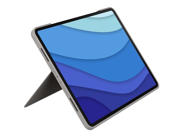 Logitech Combo Touch - Keyboard and folio case - with trackpad - backlit - Apple Smart connector - AZERTY - French - sand - for Apple 12.9-inch iPad Pro (5th generation)