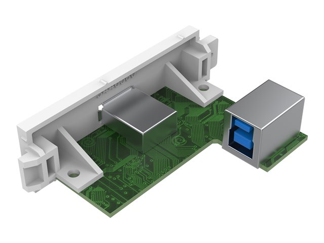 VISION Techconnect Modular AV Faceplate - LIFETIME WARRANTY - USB A (on front) to B module - square \"B\" type socket on the rear and \"A\" type socket on the front - USB 2.0 - fixes into Techconnect surrounds - plastic - white
