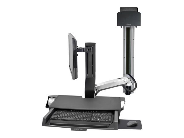 Ergotron SV Combo System with Worksurface & Pan, Small CPU Holder - Mounting kit (CPU holder, wrist rest, wall mount bracket, track mount bracket kit, slide-out mouse tray, monitor mount, barcode scanner and mouse holder, combo arm, work surface with