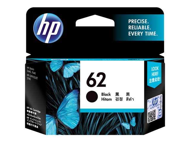 HP 62 - Black - original - ink cartridge - for ENVY 55XX, 56XX, 76XX, Officejet 250, 57XX, 8040