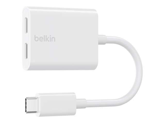 Belkin Connect Audio + Charge - USB-C to USB-C headphone / charging adapter - 24 pin USB-C male to 24 pin USB-C female - 14 m 