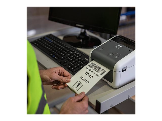 Brother TD-4520DN - Label printer - direct thermal - Roll (11.8 cm) - 300 x 300 dpi - up to 152 mm/sec - USB 2.0, LAN, serial - grey, white