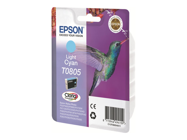 Epson T0805 - 7.4 ml - light cyan - original - blister - ink cartridge - for Stylus Photo P50, PX650, PX660, PX700, PX710, PX720, PX730, PX800, PX810, PX820, PX830