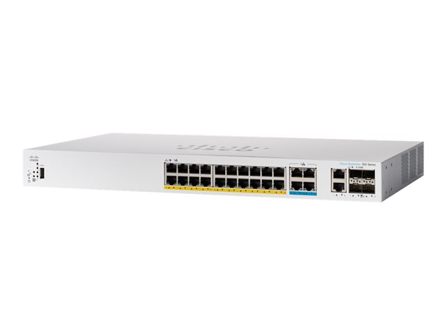 Cisco Business 350 Series CBS350-24MGP-4X - Switch - L3 - Managed - 20 x 10/100/1000 (PoE+) + 4 x 2.5GBase-T (PoE+) + 2 x combo 10 Gigabit SFP+/RJ-45 + 2 x 10 Gigabit SFP+ - rack-mountable - PoE+ (375 W)