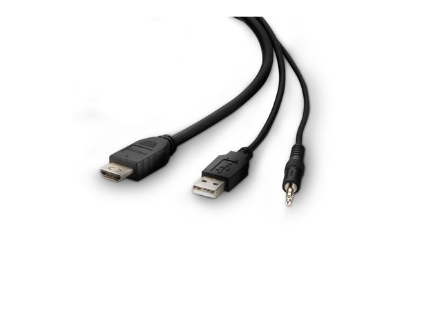 Belkin Secure KVM Combo Cable - Video / USB / audio cable - TAA Compliant - USB, mini jack, HDMI (M) to USB Type B, mini jack, HDMI (M) - 3.05 m - passive, 4K support - black