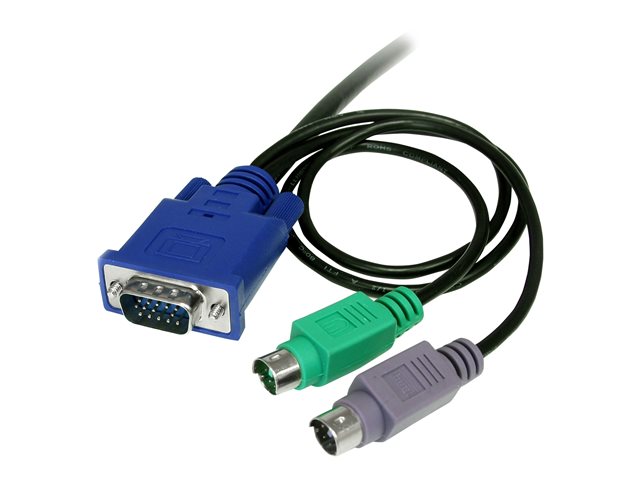 StarTech.com 3-in-1 Ultra Thin PS/2 KVM Cable - Keyboard / video / mouse (KVM) cable - PS/2, HD-15 (VGA) (M) to HD-15 (VGA) (M) - 6 ft - SVECON6 - Keyboard / video / mouse (KVM) cable - PS/2, HD-15 (VGA) (M) to HD-15 (VGA) (M) - 1.8 m - molded - for P/N: CABCONS1716I, RACKCONS1908, RACKCONS1916, SV1631DUSBGB, SV831DUSBA, SV831DUSBGB