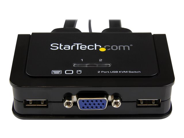 StarTech.com 2 Port USB VGA Cable KVM Switch - USB Powered with Remote Switch - KVM with VGA - Dual Port VGA KVM Switch (SV211USB) - KVM switch - 2 x KVM port(s) - 1 local user - desktop