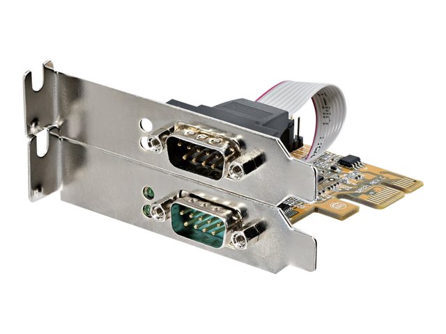 StarTech.com 2-Port PCI Express Serial Card, Dual Port PCIe to RS232 (DB9) Serial Interface Card, 16C1050 UART, Standard or Low Profile Brackets, COM Retention, For Windows & Linux - PCIe to Dual DB9 Card (21050-PC-SERIAL-LP) - Serial adapter - PCIe 2.0 low profile - RS-232 x 2 - yellow