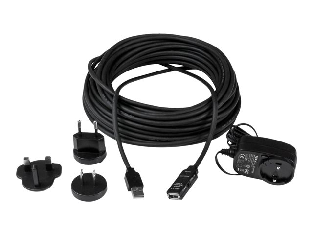 StarTech.com 10m USB 2.0 Active Extension Cable M/F - 10 meter USB 2.0 Repeater / Extender Cable USB A (M) to USB A (F) 10 m Black - 3 ft (USB2AAEXT10M) - USB extension cable - USB (F) to USB (M) - USB 2.0 - 10 m - active - black - for P/N: LTUB1MBK, SVA5H2NEUA, UUSBOTG