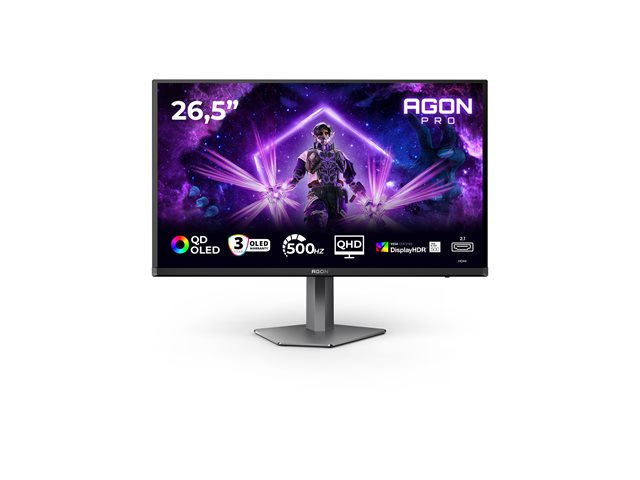 26,5' 16:9 QD-OLED 500Hz 2560x1440 HAS 130mm   HDMI x 2x 2.1 DP x 1x 2.1