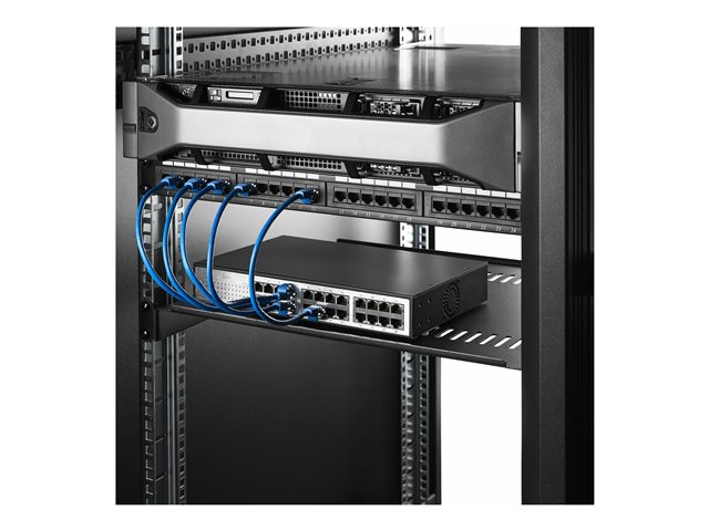 StarTech.com 2-Pack 1U Server Rack Shelf, Vented, 44lb Capacity, 16\" Deep (CABSHELF116V2PK) - Rack shelf - black - 1U - 19\" (pack of 2)