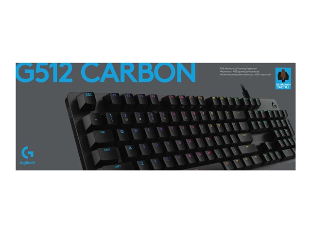 Logitech Gaming G512 - Keyboard - backlit - USB - AZERTY - French - key switch: GX Brown Tactile - carbon