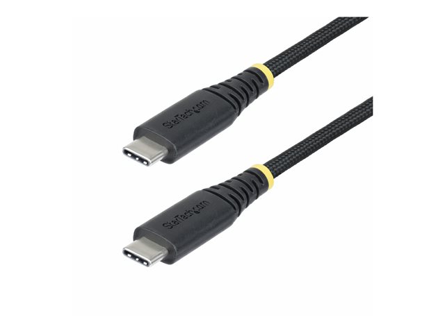 StarTech.com 1m USB-C Charging Cable, 240W, Silicone Jacket w/Braid - USB cable - 24 pin USB-C (M) to 24 pin USB-C (M) - USB 2.0 - 48 V - 5 A - 1 m - USB Power Delivery (240W), extended power range (EPR) - black