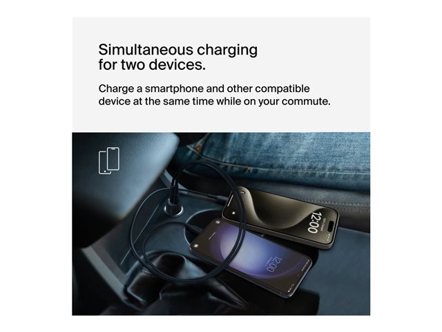 Belkin BoostCharge - Car power adapter - 42 Watt - PD 3.0, Fast Charge - 2 output connectors (USB, 24 pin USB-C)