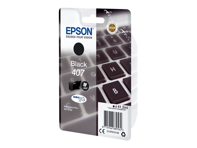 Epson 407 - 41.2 ml - L size - black - original - ink cartridge - for WorkForce Pro WF-4745, WF-4745DTWF
