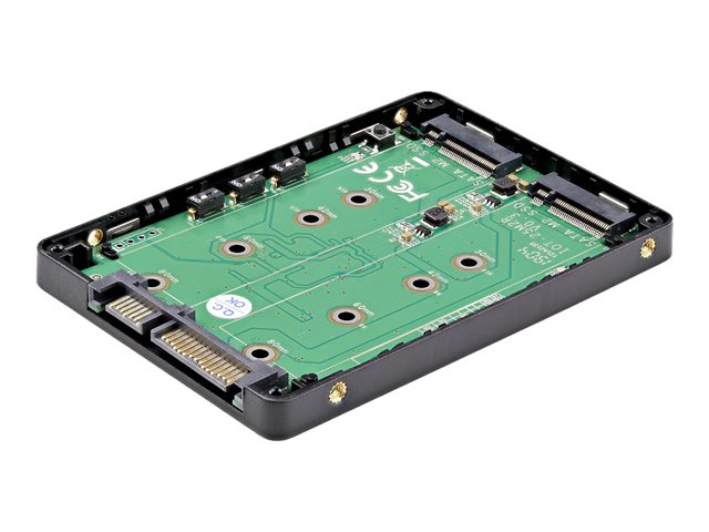 StarTech.com Dual M.2 SATA Adapter with RAID - 2x M.2 SSDs to 2.5in SATA (6Gbps) RAID Adapter Converter with TRIM Support (25S22M2NGFFR) - Storage controller (RAID) - M.2 - 2 Channel - M.2 Card - RAID RAID 0, 1, JBOD, BIG - SATA 6Gb/s - black, silver