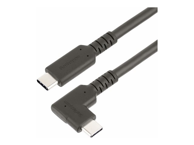StarTech.com 1.6ft (50cm) Rugged Right Angle USB-C Cable, USB 3.2 Gen 2 (10 Gbps), USB C to C Data Transfer Cable, 4K 60Hz DP Alt Mode, 100W Power Delivery - 90 Degree USB-C Cable (RUSB31CC50CMBR) - USB cable - 24 pin USB-C (M) straight to 24 pin USB-C (M) right-angled - USB 3.2 Gen 2 - 50 cm - rugged, 4K60Hz support - black
