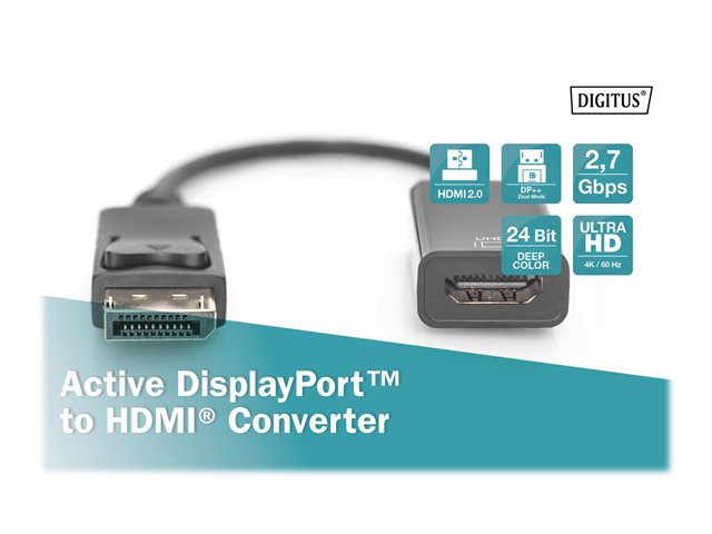 DP - HDMI Cable 0.2m black DP - HDMI typ