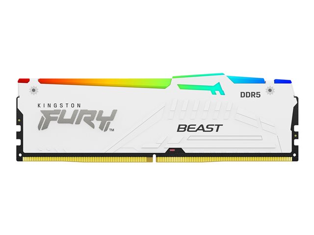 Kingston FURY Beast RGB - DDR5 - module - 16 GB - DIMM 288-pin - 5200 MHz / PC5-41600 - CL40 - 1.25 V - unbuffered - on-die ECC - white