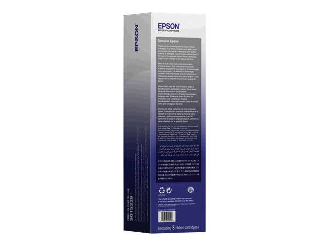 Epson SIDM Black Ribbon Cartridge for PLQ-20/22/30, 3-Pack (C13S015339)