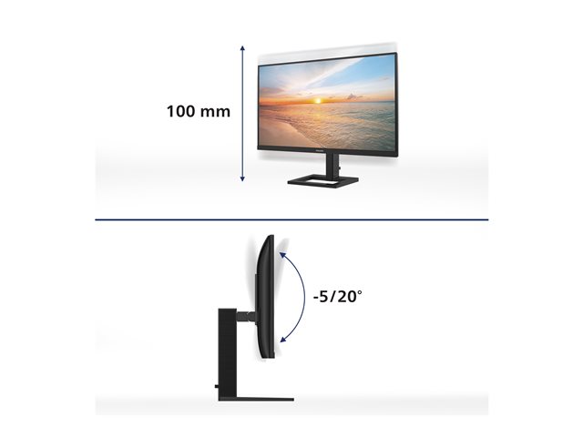 Philips 27E1N1800AE - 1000 Series - LED monitor - 27\" - 3840 x 2160 4K @ 60 Hz - IPS - 350 cd/m² - 1000:1 - HDR10 - 4 ms - 2xHDMI, DisplayPort - speakers - black