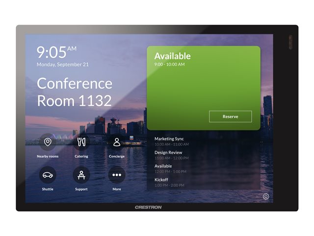 Crestron 7 in. Room Scheduling Touch Screen for Microsoft Teams® Software, Black Smooth, includes one TSW-770-LB-B-S light bar