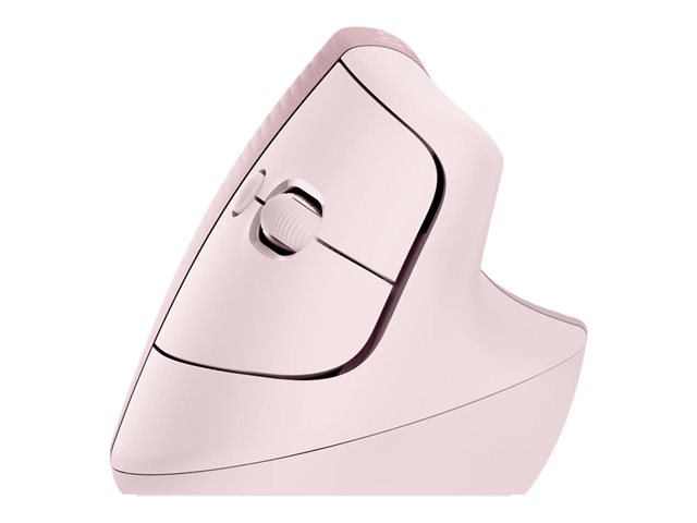 Logitech Lift Vertical Ergonomic Mouse - Vertical mouse - ergonomic - optical - 6 buttons - wireless - Bluetooth, 2.4 GHz - Logitech Logi Bolt USB receiver - rose