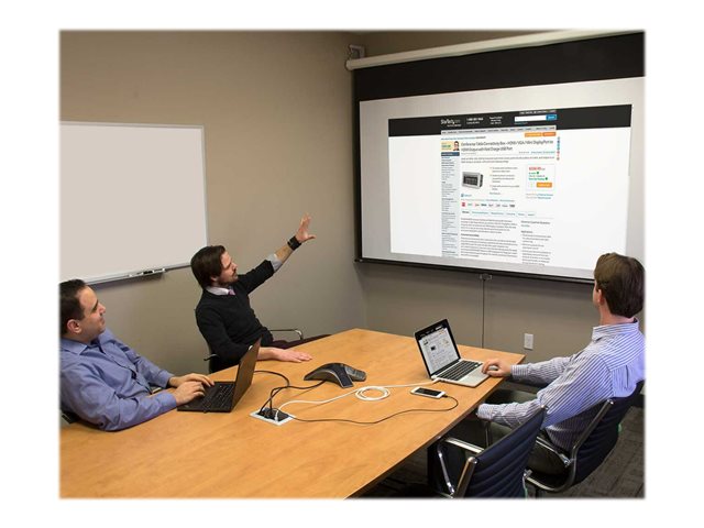 StarTech.com Conference Table Connectivity Pop up Box with AV and Data Ports - HDMI, VGA, Component, MDP to HDMI Output (BOX4HDECP) - Mounting plate - HD-15, RCA X 2, RJ-45, mini-phone stereo 3.5 mm, RCA, HDMI, USB Type A, mini-DisplayPort