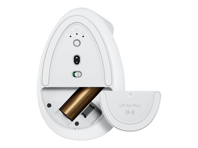 Logitech Lift for Mac - Vertical mouse - ergonomic - optical - 6 buttons - wireless - Bluetooth - Logitech Logi Bolt USB receiver - off-white - for Apple MacBook