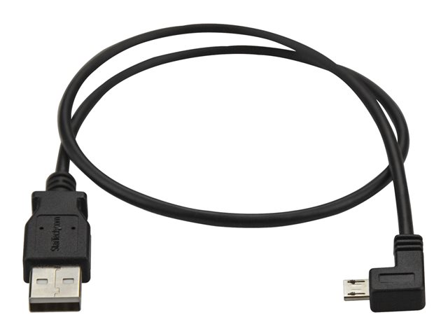 StarTech.com Left Angle Micro USB Cable - 1 ft / 0.5m - 90 degree - USB Cord - USB Charger Cable - USB to Micro USB Cable (USBAUB50CMLA) - USB cable - Micro-USB Type B (M) left-angled to USB (M) - USB 2.0 - 50 cm - black - for P/N: USB2PCARBK, USB2PCARBKS, USBEXTAA10BK, USBEXTAA6BK, USBLT2PCARW, USBUB2PCARB