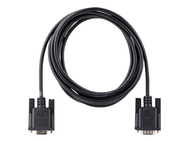 StarTech.com 3m RS232 Serial Null Modem Cable, Crossover Serial Cable w/Al-Mylar Shielding, DB9 Serial COM Port Cable Female to Male, Compatible w/DTE Devices - Tool-Less Design w/Thumbscrews, Black, F/M (9FMNM-3M-RS232-CABLE) - Null modem cable - DB
