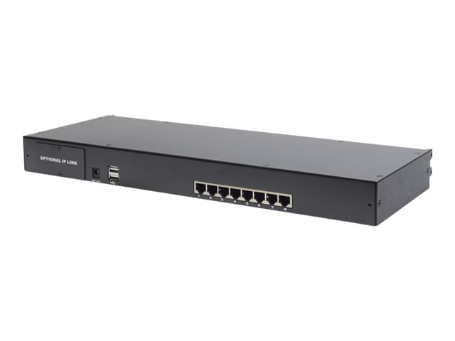 MODULARIZED 48 3CM (19in) TFT CONSOLE WITH 8 PORT CAT 5 KVM US KEYBOARD RAL 9005 BLACK