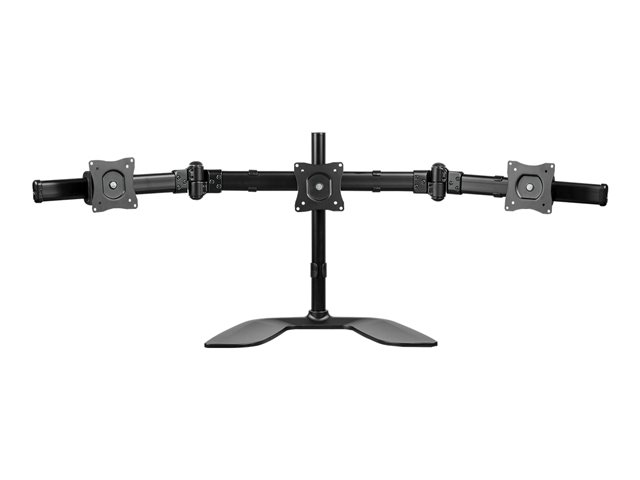 StarTech.com Triple Monitor Stand for VESA Mount Monitors up to 27\" - Steel (ARMBARTRIO2) - Stand (end caps, pole, base plate, crossbar, washers, screws, collar, 2 monitor arms, VESA mount bracket, 2 thumbscrews) - adjustable arm - for 3 monitors - plastic, aluminium, steel - black - screen size: 13\"-27\" - stand mountable - for P/N: DK30CH2DPPD, USB3DOCKH2DP
