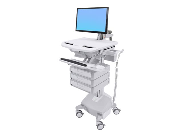 Ergotron StyleView Cart with LCD Arm, LiFe Powered, 3 Drawers - Cart - open architecture - for LCD display / PC equipment - lockable - aluminium, zinc-plated steel, high-grade plastic - screen size: up to 24\" - 40 Ah - lithium - TAA Compliant