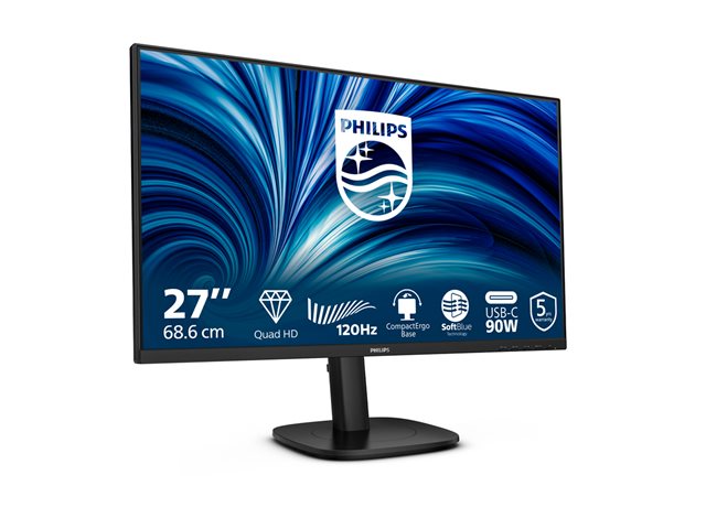 27B2U3601 27\" IPS QHD, 5ms, 2560x1440@120Hz Wid 16/9, USB-C-DP-HDMI-DPOut, 4xUSB 3.2, Brightness 350 cd/m², S Contrastratio 50M:1, Viewing angle 178°/178°, Speakers, Height adjustment, Pivot, Black, Low blue light