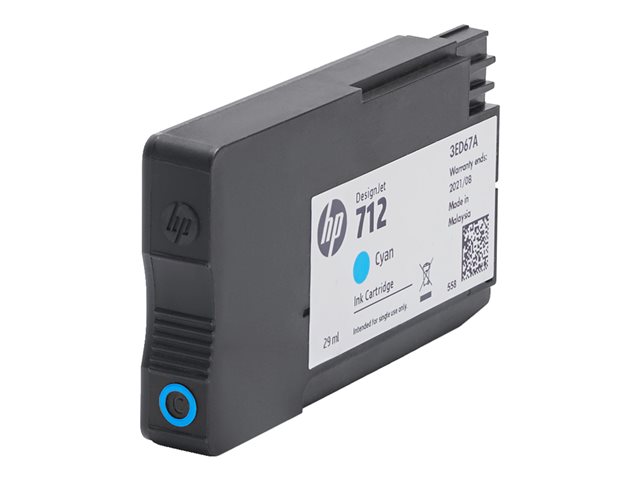 HP 712 - 3-pack - 29 ml - cyan - original - DesignJet - ink cartridge - for DesignJet Studio, T210, T230, T250, T630, T650