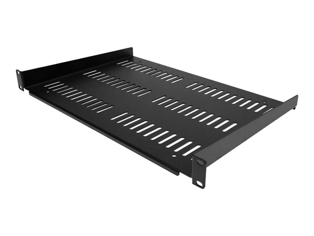 StarTech.com 1U Vented Server Rack Cabinet Shelf, 12in Deep Fixed Cantilever Tray, Rackmount Shelf for 19\" AV/Data/Network Equipment Enclosure w/ Cage Nuts & Screws, 55lbs Weight Capacity - 1U Network Rack Shelf - Rack shelf - black - 1U - 19\"