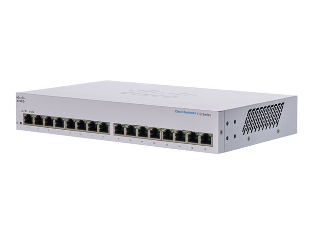 Cisco Business 110 Series 110-16T - Switch - unmanaged - 16 x 10/100/1000 - rack-mountable, desktop, wall-mountable