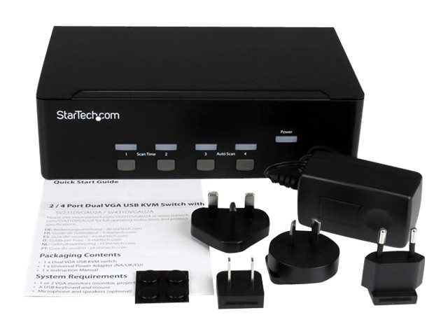 StarTech.com 4 Port VGA KVM Switch - Dual VGA - Hot-key & Audio Support - 1920x1200 KVM Switch - KVM Video Switch (SV431DVGAU2A) - KVM / audio / USB switch - 4 x KVM / audio / USB - 1 local user - desktop - for P/N: SV431RACK, SVA12M2NEUA, SVA12M5NA