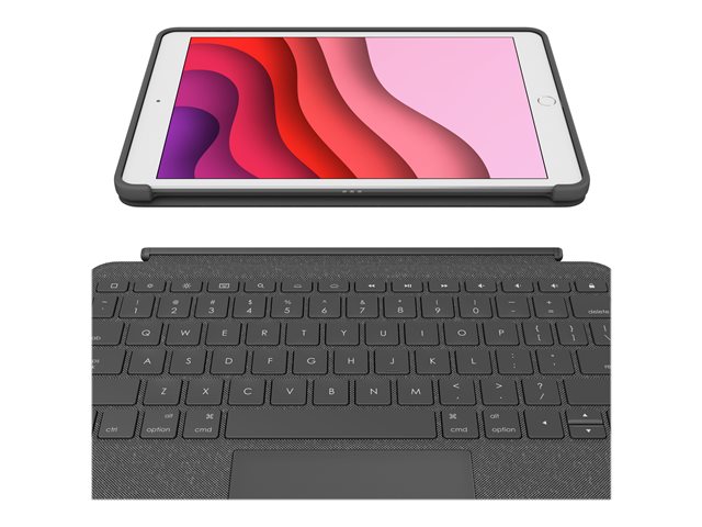 Logitech Combo TouchKeyboard and folio casewith trackpadbacklitApple Smart connectorQwertygraphitefor iPad (7th gen)