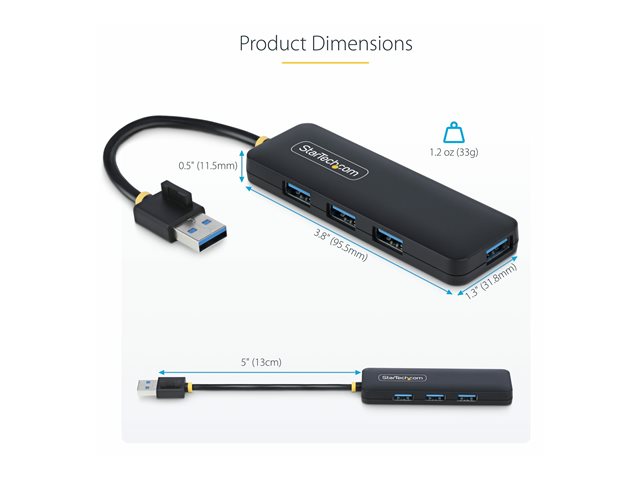 4-Port USB-A Hub, 5Gbps, Bus Powered