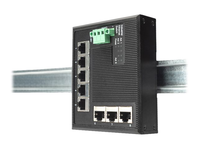 INDUSTRIAL 5-PORT GIGABIT FLAT SWITCH 5-PORT DIN RAIL EXTENDED TEMP. RANGE