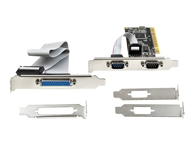 StarTech.com PCI Serial Parallel Combo Card with Dual Serial RS232 Ports (DB9) & 1x Parallel LPT Port (DB25), PCI Combo Adapter Card, PCI Expansion Card Controller, PCI to Printer Card - PCI Serial & Parallel Card (PCI2S1P2) - Serial adapter - PCIe low profile - RS-232 x 2 - black