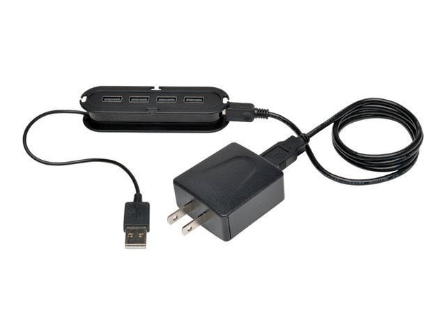 4-Port USB 2.0 Ultra-Mini Compact Hub with Power Adapter
