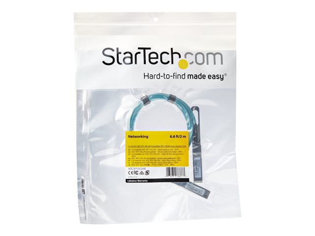 StarTech.com Dell EMC AOC-SFP-10G-2M Compatible 2m/6.5ft 10G SFP+ to SFP+ AOC Cable, 10GbE SFP+ Active Optical Fiber, 10Gbps SFP Plus/Mini GBIC/Transceiver Module Cable, Z9100, GBIC Cable - Lifetime Warranty (AOCSFP10G2ME) - Ethernet 10GBase cable - SFP+ (P) latched to SFP+ (P) latched - 2 m - fibre optic - Active Optical Cable (AOC)
