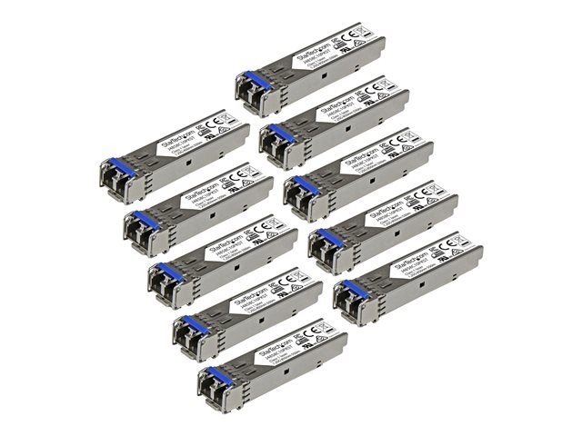 StarTech.com 10 pack HPE J4859C Compatible SFP Module, 1000BASE-LX, 1GbE Single Mode SMF/MMF Optic Transceiver, 1 Gigabit Ethernet, LC Connector 10km, 1310nm DDM, HPE 1400 1700, Mini GBIC - Lifetime Warranty (J4859C10PKST) - SFP (mini-GBIC) transceiver module (equivalent to: HP J4859C) - 1GbE - 1000Base-LX - LC - up to 10 km - 1310 nm (pack of 10) - for HPE 1700, 2610, 93XX, Switch XL 10/100/1000, HPE Aruba 2530, 2930F 24, 2930F 48, 5406