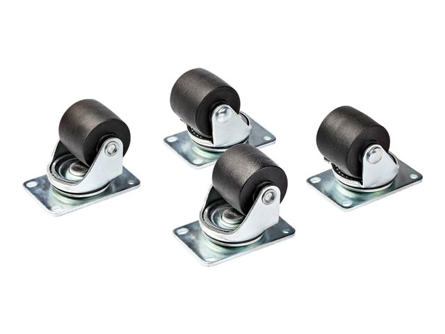 StarTech.com Heavy Duty Casters for Server Racks/Cabinets, Set of 4 Universal M6 2-inch Swivel Caster Kit, 45x75mm Pattern, Replacement Caster Wheels for 4 Post Racks, Steel/Plastic - 4-Pack Rolling Caster Kit (RKCASTER2) - Rack casters kit - black, silver